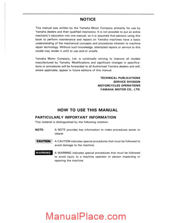 yamaha tt350s 85 service manual page 4