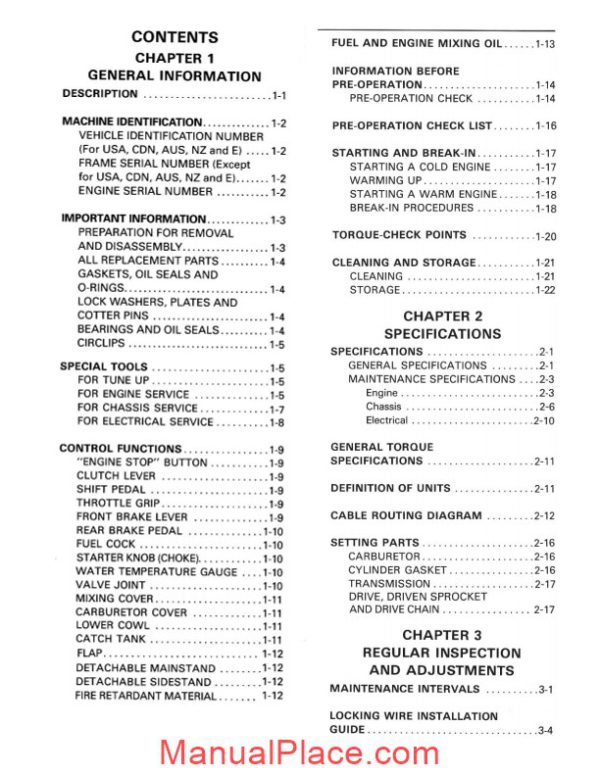 yamaha tz 125g1 95 service manual page 4