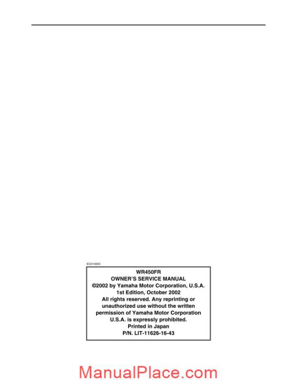 yamaha wr450fr 2003 service manual page 3