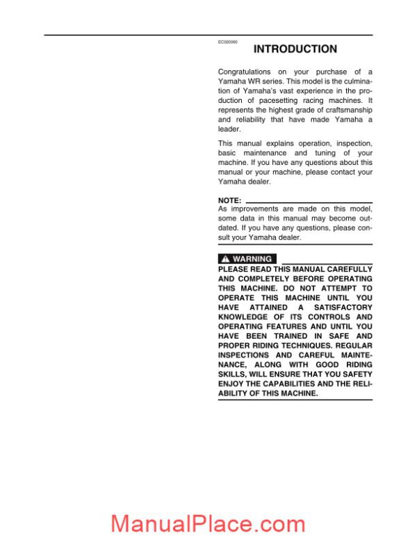 yamaha wr450fr 2003 service manual page 4