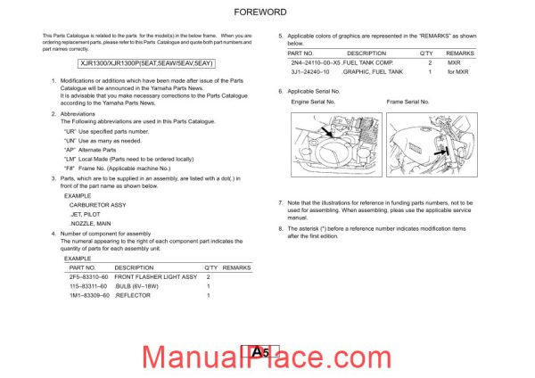 yamaha xj1300 parts catalogue page 4