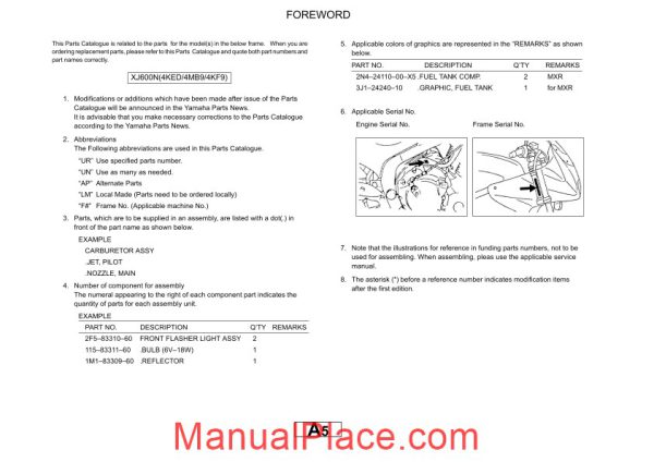 yamaha xj600 parts catalogue page 4