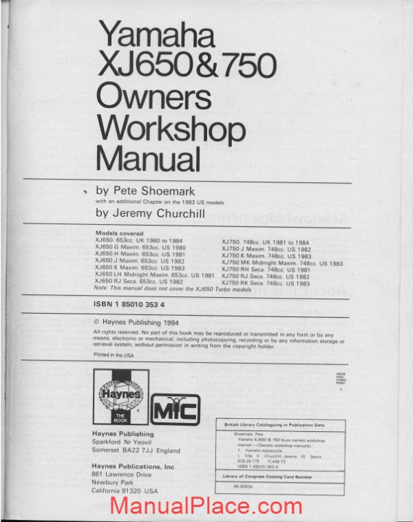 yamaha xj650 750 80 84 service manual page 2