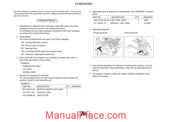 yamaha xt600e parts catalogue page 4