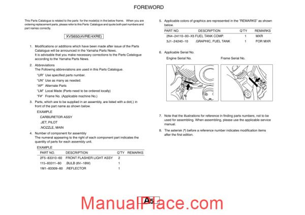 yamaha xv650 parts catalogue page 4