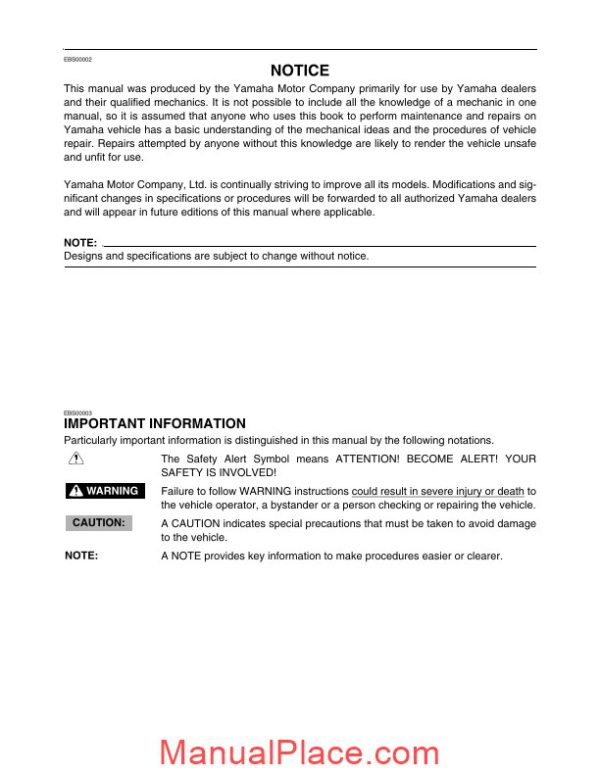 yamaha yfm700rv raptor service manual page 3