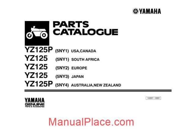 yamaha yz125 parts catalogue page 1