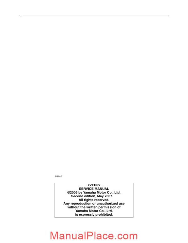 yamaha yzf r6 2006 service manual page 2