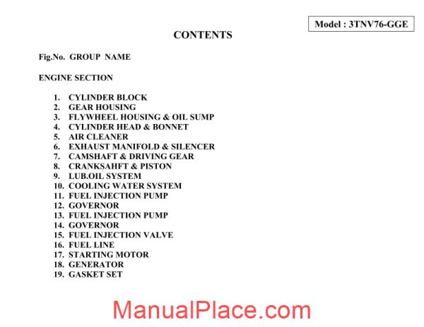 yanmar 3tnv76 gge parts catalog engine page 2