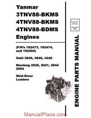 yanmar 3tnv88 4tnv88 engine 917329 sl3640 sl3840 sl4240 parts manual page 1