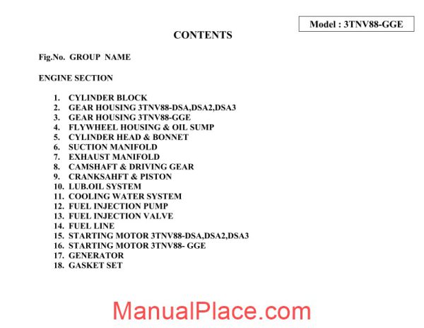 yanmar 3tnv88 engine parts catalogue page 2