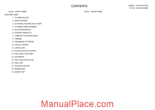 yanmar 4tnv106t gge engine parts catalog page 4