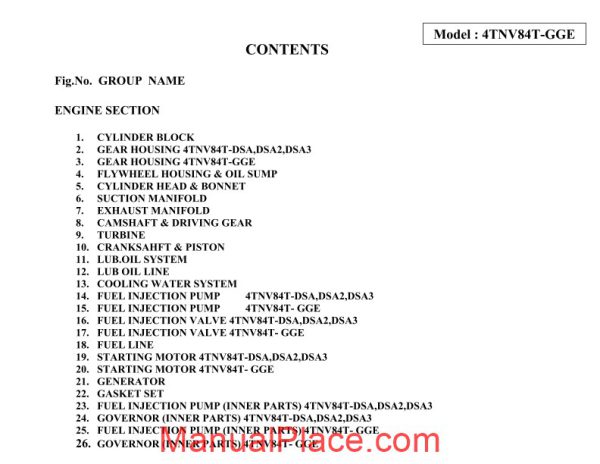 yanmar 4tnv84t gge engine parts catalog page 2