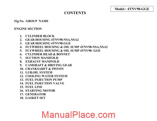 yanmar 4tnv98 gge engine parts catalog page 2