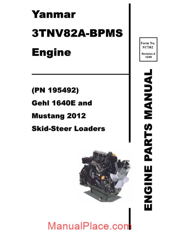 yanmar 4tnv98 znms2 engine 3tnv82a bpms engine parts manual page 1