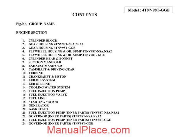 yanmar 4tnv98t gge engine parts catalog page 2