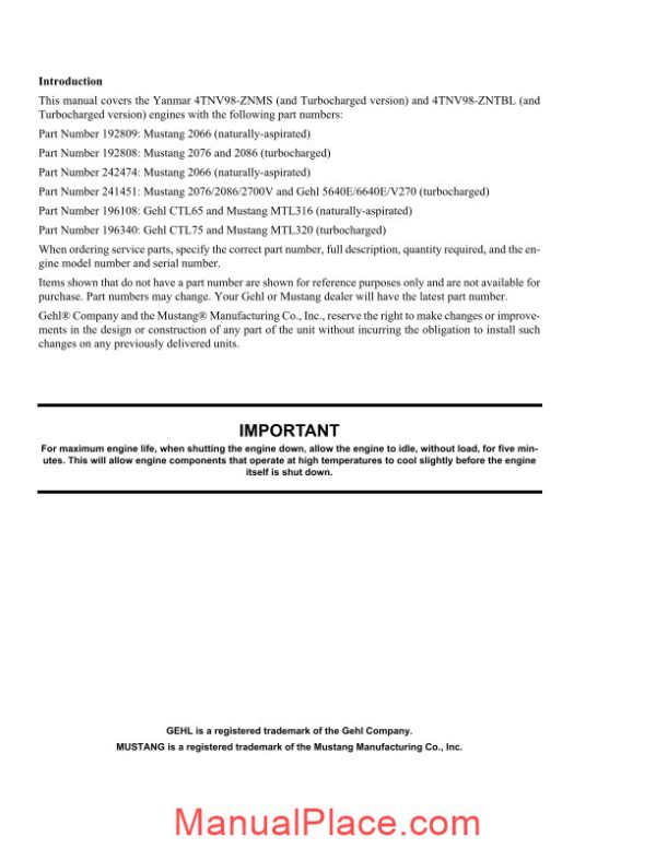 yanmar ctl65 ctl75 compact track loader 4tnv98 engine parts manual 917304c page 2