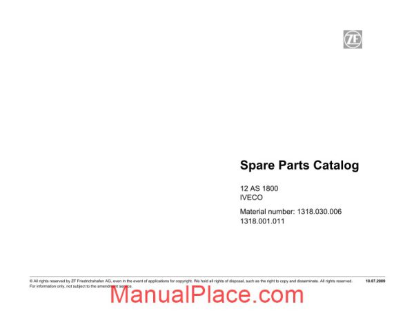 zf 12as1800 iveco 2009 spare parts catalog page 1