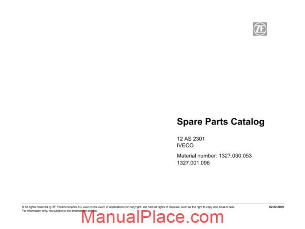 zf 12as2301 iveco 2009 spare parts catalog page 1