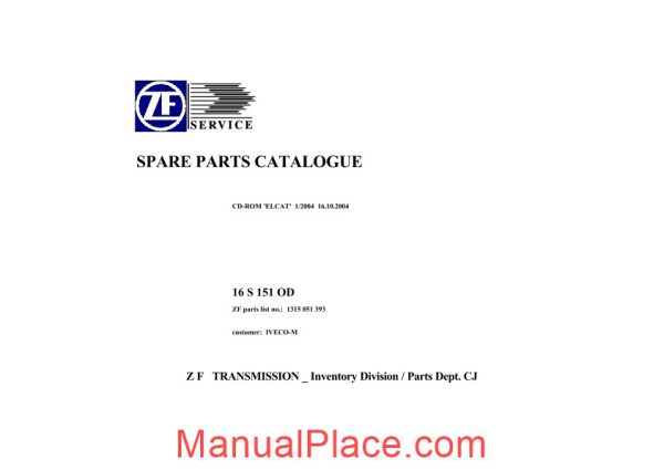 zf 16s 151 od 1315 051 393 2004 spare parts catalog page 1