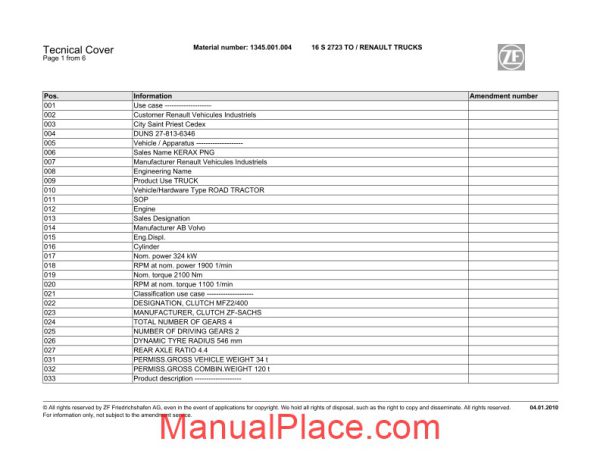 zf 16s2723 spare parts catalog page 2