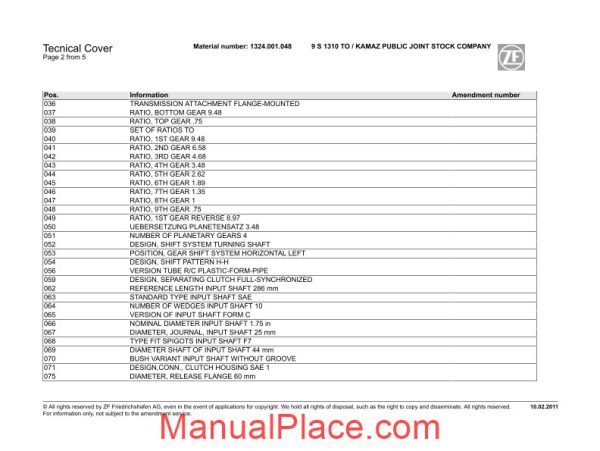 zf 9 s 1310 transmission spare parts catalog page 3