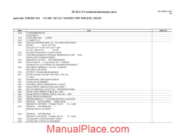 zf 9s109 1304 051 414 isuzu spare parts catalog page 2