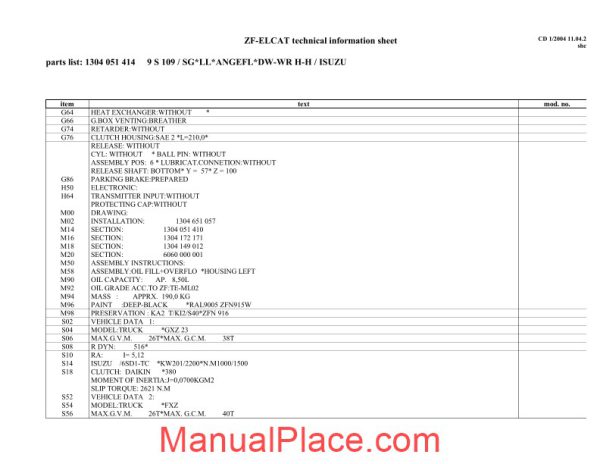 zf 9s109 1304 051 414 isuzu spare parts catalog page 3