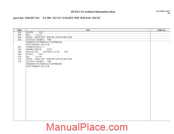 zf 9s109 1304 051 414 isuzu spare parts catalog page 4