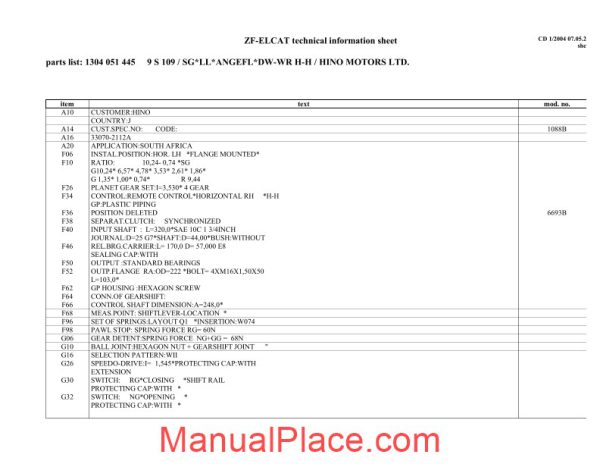 zf 9s109 1304 051 445 hino fm2p spare parts catalog page 2