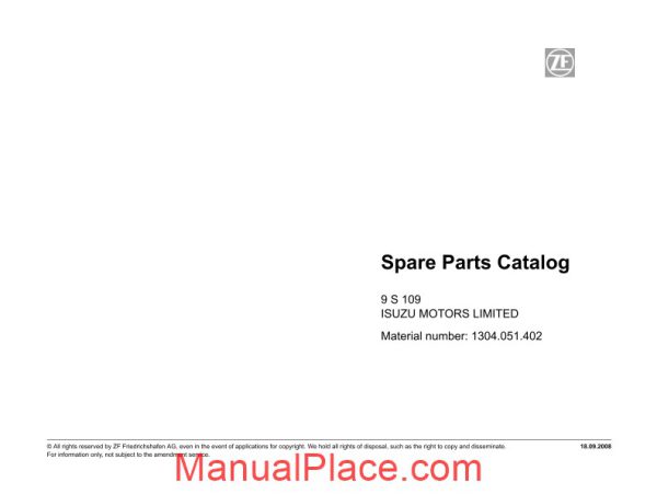 zf 9s109 spare parts catalog page 1