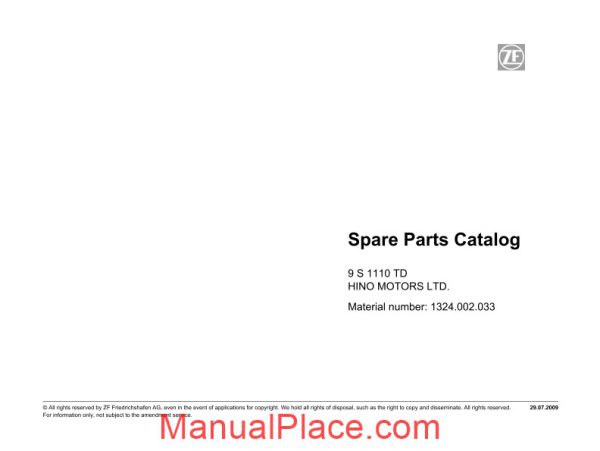 zf 9s1110td hino spare parts catalog page 1