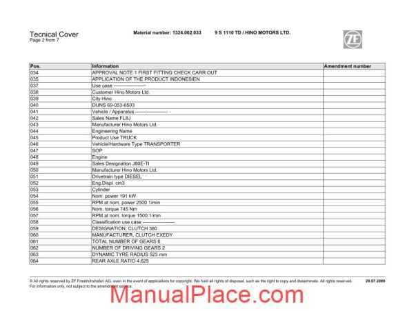 zf 9s1110td hino spare parts catalog page 3