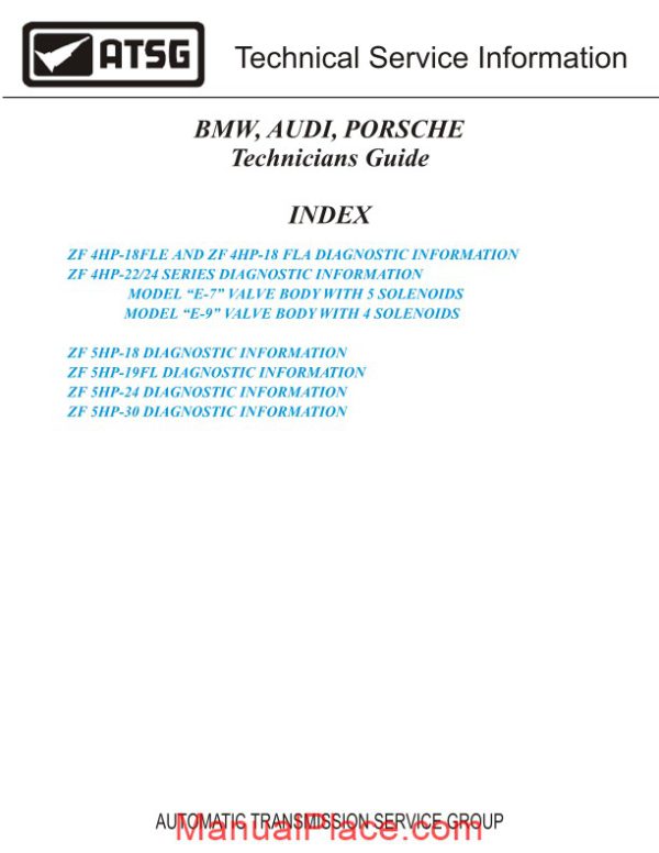 zf tech guide bmw audi porsche technicians guide by atsg 2003 page 1